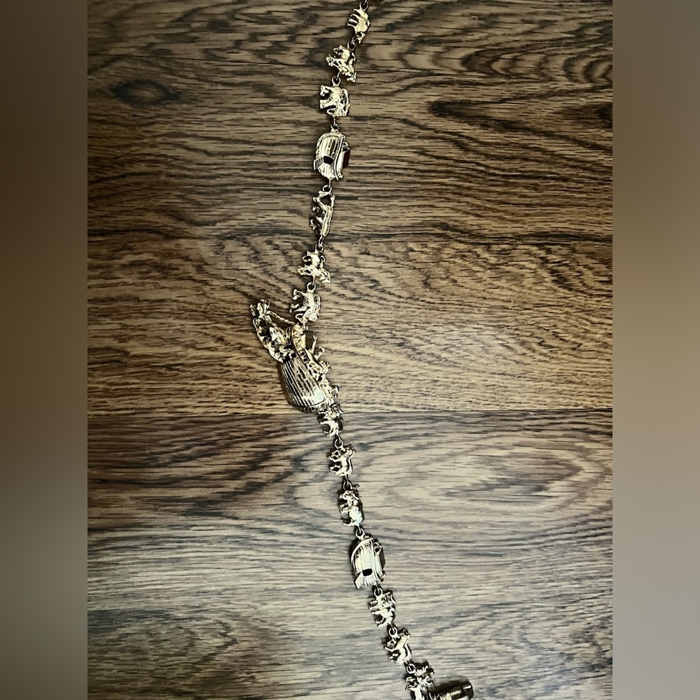 Vintage Plated Noah's Ark Charm Necklace 90s vtg animals ark Christian cross - Picture 15 of 16
